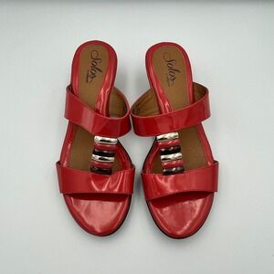 Solos by Softspots Coral Patent Leather Wedge‎ Sandals Women's Size 8